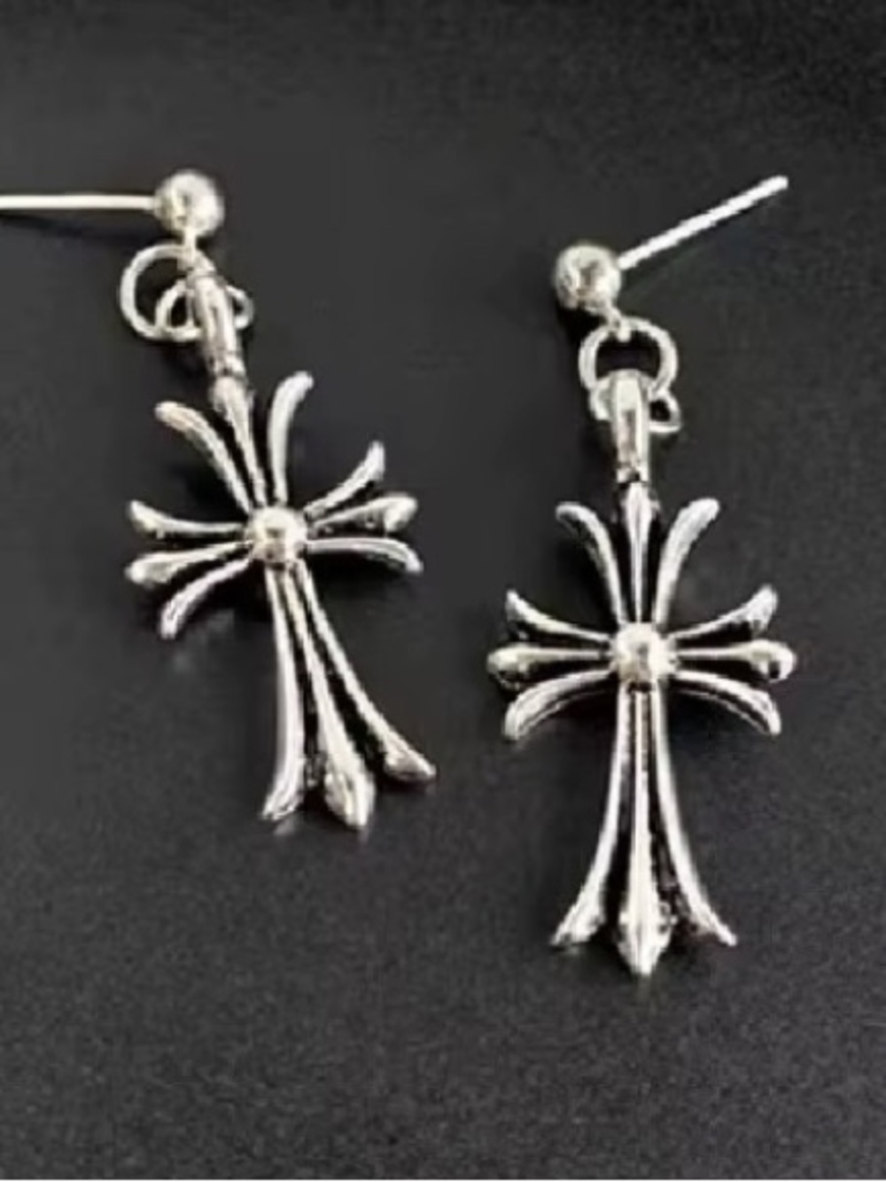 Silver Cross Drop Earrings - Women's Fashion Jewelry
